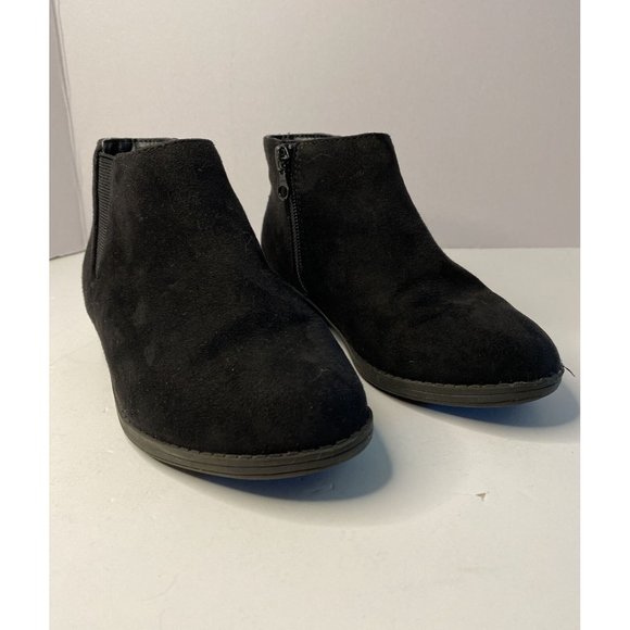 Cat & Jack Black Faux Suede Booties Zip Up Ankle Boots Girls Size 13 Target - Picture 2 of 12